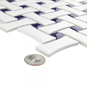 Metro Dog Bone Basket Weave White/Cobalt 10" x 10" Porcelain Mosaic Tile - Sold Per Case of 10 - 7.1 Sq. Ft.