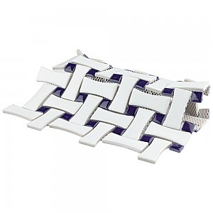Metro Dog Bone Basket Weave White/Cobalt 10" x 10" Porcelain Mosaic Tile - Sold Per Case of 10 - 7.1 Sq. Ft.