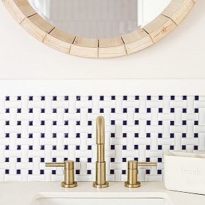 Metro Dog Bone Basket Weave White/Cobalt 10" x 10" Porcelain Mosaic Tile - Sold Per Case of 10 - 7.1 Sq. Ft.