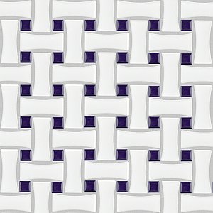 Metro Dog Bone Basket Weave White/Cobalt 10" x 10" Porcelain Mosaic Tile - Sold Per Case of 10 - 7.1 Sq. Ft.