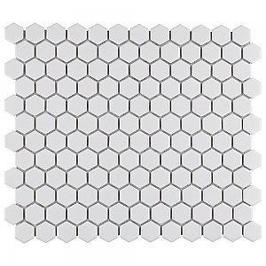 Metro Matte White 10-1/4" x 11-7/8" Hex Porcelain Mosaic Tile - Sold Per Case of 10 - 8.65 Square Feet