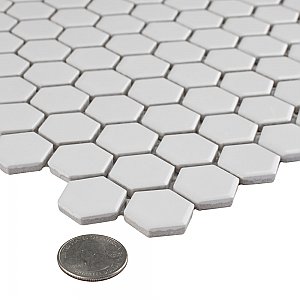 Metro Matte White 10-1/4" x 11-7/8" Hex Porcelain Mosaic Tile - Sold Per Case of 10 - 8.65 Square Feet