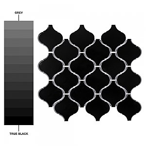 Metro Lantern Glossy Black 9-1/2" x 10-3/4" Porcelain Mosaic Tile - 10 Tiles Per Case - 7.3 Sq. Ft.