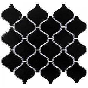 Metro Lantern Glossy Black 9-1/2" x 10-3/4" Porcelain Mosaic Tile - 10 Tiles Per Case - 7.3 Sq. Ft.