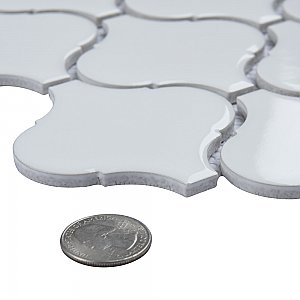 Metro Lantern Glossy White 9-1/2" x 10-3/4" Porcelain  Mosaic Tile - Sold Per Case of 10 - 7.26  Square Feet