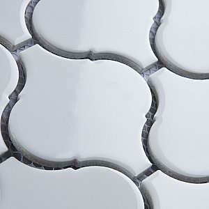 Metro Lantern Glossy White 9-1/2" x 10-3/4" Porcelain  Mosaic Tile - Sold Per Case of 10 - 7.26  Square Feet