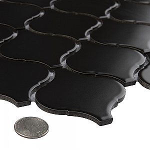 Metro Lantern Matte Black 9-1/2" x 10-3/4" Porcelain  Mosaic Tile - Sold Per Case of 10 - 7.3  Square Feet