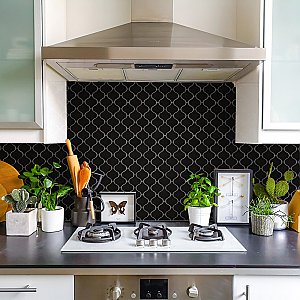 Metro Lantern Matte Black 9-1/2" x 10-3/4" Porcelain  Mosaic Tile - Sold Per Case of 10 - 7.3  Square Feet