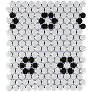 Metro Penny Satin 11-1/2" x 9-3/4" White with Flower Porcelain Mosaic Tile - Sold Per Case of 10 - 7.97 Square Feet