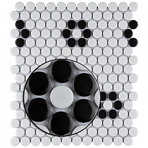 Metro Penny Satin 11-1/2" x 9-3/4" White with Flower Porcelain Mosaic Tile - Sold Per Case of 10 - 7.97 Square Feet
