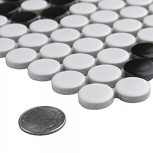 Metro Penny Satin 11-1/2" x 9-3/4" White with Flower Porcelain Mosaic Tile - Sold Per Case of 10 - 7.97 Square Feet