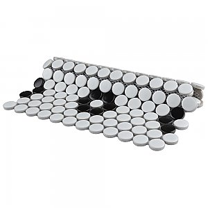 Metro Penny Satin 11-1/2" x 9-3/4" White with Flower Porcelain Mosaic Tile - Sold Per Case of 10 - 7.97 Square Feet