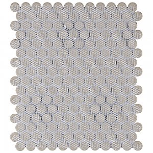 Metro Penny Satin 11-1/2" x 9-3/4" White with Flower Porcelain Mosaic Tile - Sold Per Case of 10 - 7.97 Square Feet