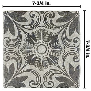 Costa Cendra 1 Decor Dahlia 7-3/4" x 7-3/4" Ceramic Floor & Wall Tile - 25 Tiles Per Case - 10.75 Sq. Ft.