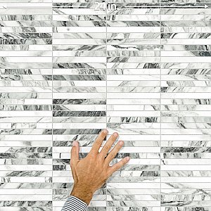 Touche Brick Stacked Zebre 11-3/4" x 11-3/4" Porcelain Mosaic Tile - 1 Tiles Per Case - 0.98 Square Feet