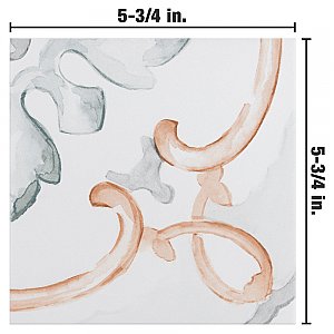Saint Germain Chaud Deco Jules 5-3/4" x 5-3/4" Porcelain Floor & Wall Tile - 10.46 Sq. Ft - 44 Tiles Per Case