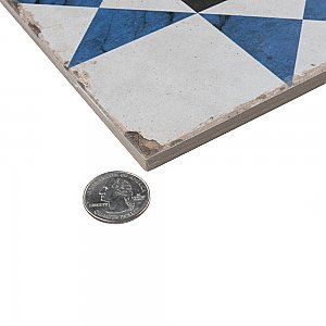 Renaissance Indigo Deco Cross 8" x 8" Porcelain Floor & Wall Tile - 14 Tiles Per Case - 6.3 Sq. Ft.