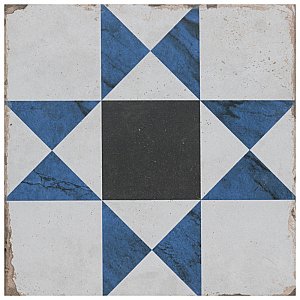 Renaissance Indigo Deco Cross 8" x 8" Porcelain Floor & Wall Tile - 14 Tiles Per Case - 6.3 Sq. Ft.