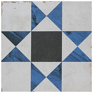Renaissance Indigo Deco Cross 8" x 8" Porcelain Floor & Wall Tile - 14 Tiles Per Case - 6.3 Sq. Ft.