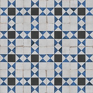 Renaissance Indigo Deco Cross 8" x 8" Porcelain Floor & Wall Tile - 14 Tiles Per Case - 6.3 Sq. Ft.