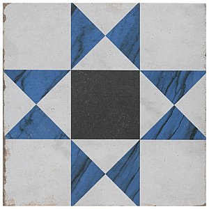 Renaissance Indigo Deco Cross 8" x 8" Porcelain Floor & Wall Tile - 14 Tiles Per Case - 6.3 Sq. Ft.