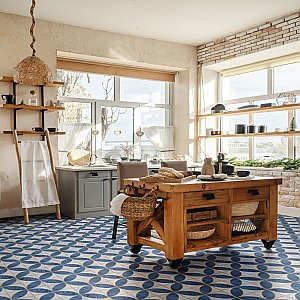 Renaissance Indigo Deco Mandorla 8" x 8" Porcelain Floor & Wall Tile - 14 Tiles Per Case - 6.3 Sq. Ft.