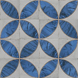 Renaissance Indigo Deco Mandorla 8" x 8" Porcelain Floor & Wall Tile - 14 Tiles Per Case - 6.3 Sq. Ft.