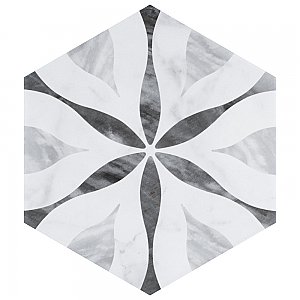 Classico Bardiglio Hexagon Flower 7" x 8" Porcelain Tile - Sold Per Case of 25 Tile - 7.67 Square Feet Per Case