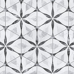 Classico Bardiglio Hexagon Flower 7" x 8" Porcelain Tile - Sold Per Case of 25 Tile - 7.67 Square Feet Per Case