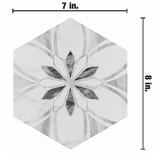 Classico Bardiglio Hex Dahlia Light 7" x 8" Porcelain Floor & Wall Tile - Per Case of 25 - 7.50 Sq. Ft.