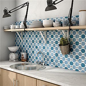 Caprice Colours Sapphire 7-7/8" x 7-7/8" Porcelain Tile - Blue/Black - Per Case of 25 - 11.46 Square Feet