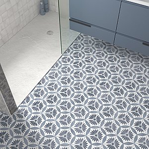Coco Hex Camellia Blue 7Ã¢â‚¬Âx 8Ã¢â‚¬Â Porcelain Floor & Wall Tile - 25 Tiles Per Case - 7.5 Sq. Ft.