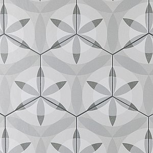 HexaTile -  Nature Matte Black & White 7" x 8" Porcelain Floor & Wall Tile - 35 Tiles Per Case - 10.5 Sq. Ft.