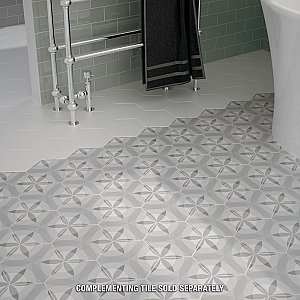 HexaTile -  Nature Matte Black & White 7" x 8" Porcelain Floor & Wall Tile - 35 Tiles Per Case - 10.5 Sq. Ft.