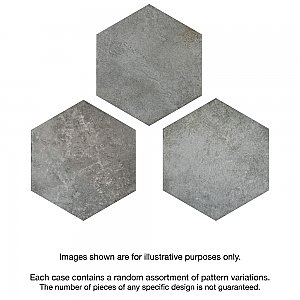 Heritage Hex Shadow 7" x 8" Porcelain Floor & Wall Tile - 25 Tiles Per Case - 7.5 Sq. Ft.