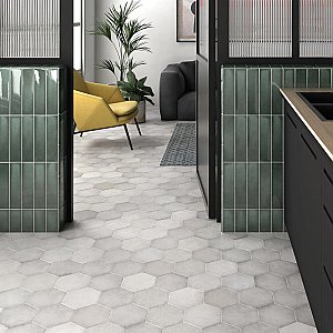 Heritage Hex Snow 7" x 8" Porcelain Floor & Wall Tile - 25 Tiles Per Case - 7.5 Sq. Ft.