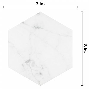 Classico Carrara Hexagon Marble Look 7" x 8" Porcelain Tile - Sold Per Case of 25 Tile - 7.67 Square Feet per Case