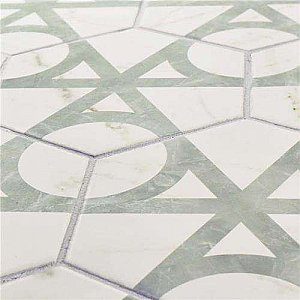 Classico Carrara Hexagon Marble Look Flow 7" x 8" Porcelain Tile - Sold Per Case of 25 Tile - 7.67 Square Feet Per Case