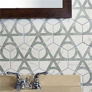 Classico Carrara Hexagon Marble Look Flow 7" x 8" Porcelain Tile - Sold Per Case of 25 Tile - 7.67 Square Feet Per Case
