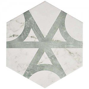 Classico Carrara Hexagon Marble Look Flow 7" x 8" Porcelain Tile - Sold Per Case of 25 Tile - 7.67 Square Feet Per Case