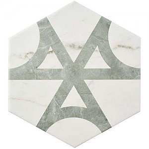 Classico Carrara Hexagon Marble Look Flow 7" x 8" Porcelain Tile - Sold Per Case of 25 Tile - 7.67 Square Feet Per Case