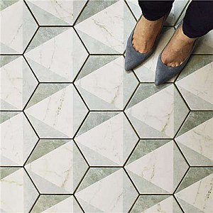Classico Carrara Hexagon Marble Look Peak 7" x 8" Porcelain Tile - Sold Per Case of 25 Tile - 7.67 Square Feet Per Case