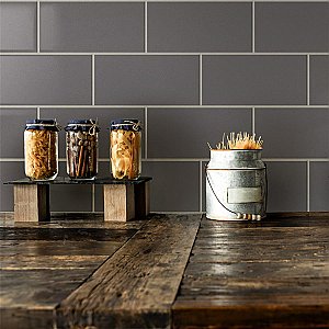 BioTech Piscina Brick Dark Grey Glossy 4-3/4" x 9-5/8" Porcelain Floor and Wall Tile - Per Case of 34 - 11.44 Sq. Ft.