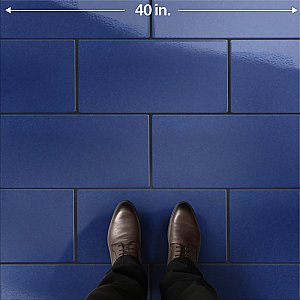 Piscina Brick Glossy Cobalto 9-5/8" x 19-1/2" Porcelain Floor and Wall Tile - 8 Tiles Per Case - 10.64 Square Feet