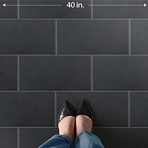 Piscina Brick Matte Nero 9-5/8" x 19-1/2" Porcelain Floor and Wall Tile - 8 Tiles Per Case - 10.64 Square Feet