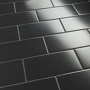 Piscina Brick Nero Brillo 4-3/4" x  9-5/8" Porcelain Floor & Wall Tile -34 Tiles Per Case - 11.22 Sq. Ft.