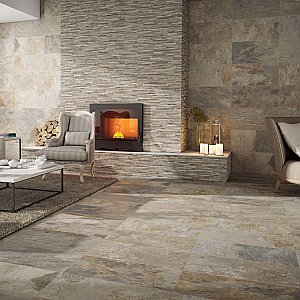 Ardesia Ocre 12-1/2" x 24-1/2" Porcelain Floor & Wall Tile - 5 Tiles Per Case - 10.8 Sq. Ft.