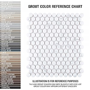 Carrione Penny Matte Carrara 9-3/4" x 11-1/2" Porcelain Mosaic Tile- Per Case of 10 - 8.60 Sq. Ft.