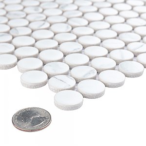 Carrione Penny Matte Carrara 9-3/4" x 11-1/2" Porcelain Mosaic Tile- Per Case of 10 - 8.60 Sq. Ft.