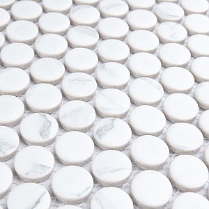 Carrione Penny Matte Carrara 9-3/4" x 11-1/2" Porcelain Mosaic Tile- Per Case of 10 - 8.60 Sq. Ft.
